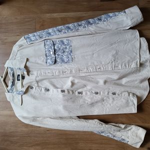 Long Sleeve Button Up W/ Paisley Accents